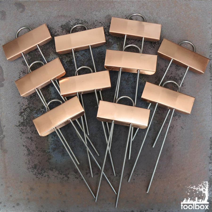 ミニチュア プランツラベル 銅製プレート ステンレス脚 10枚セット