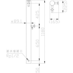 ステンレス水栓柱 325G ウォーターポスト 2口仕様 鏡面仕上げ