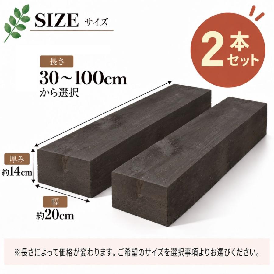 枕木 天然木 選べる長さ30〜100cm 2本 庭 ガーデニング ガーデン枕木