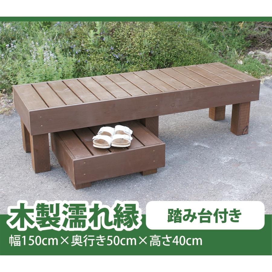 縁台 ベンチ 踏み台 幅150cm オーダー可 ブラウン 茶色 手作り 木製 縁側 濡れ縁 ウッドデッキ ステップ 長持ち 置くだけ 庭 和風 洋風 ガーデニング Org 138 庭雑貨ドットコム 通販 Yahoo ショッピング