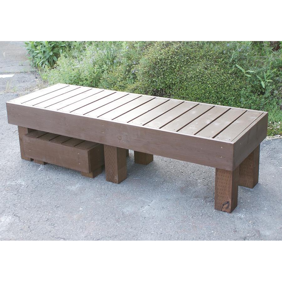 縁台 ベンチ 踏み台 幅150cm オーダー可 ブラウン 茶色 手作り 木製 縁側 濡れ縁 ウッドデッキ ステップ 長持ち 置くだけ 庭 和風 洋風 ガーデニングの画像