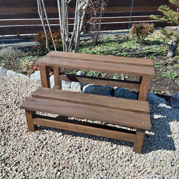 プランタースタンド 屋外 木製 フラワースタンド 2段 花台 鉢置き