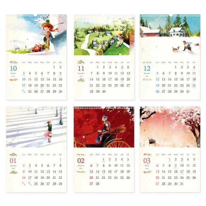 2022年 韓国版 カレンダー 赤毛のアン ( 壁掛け / B4 ) (キム・ジヒョク：美しい古典シリーズ) レッド【2021年10月始まり】｜niyantarose｜11