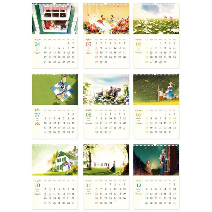2022年 韓国版 カレンダー 赤毛のアン ( 壁掛け / B4 ) (キム・ジヒョク：美しい古典シリーズ) レッド【2021年10月始まり】｜niyantarose｜12