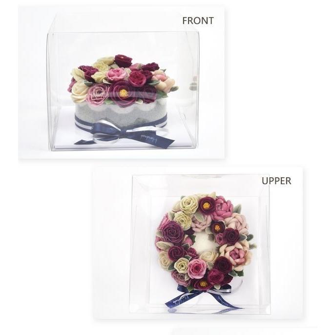 【10枚セット：まとめ売り】透明 ケーキ箱 ボックス BOX ホワイトの台紙つき【1号】21×21cm 高さ17cm CAKEBOX01