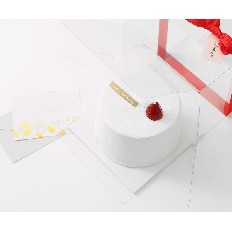 透明 ケーキ箱 ボックス BOX ホワイトの台紙つき【ミニ号】（ばら売り：１枚）19×19cm 高さ17.5cm｜niyantarose｜05