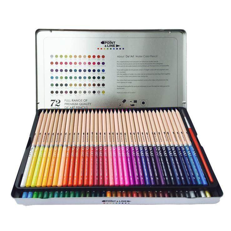 水彩色鉛筆 DE' ART 72色 AQUARELLE PENCILS ティンケース入り 絵筆