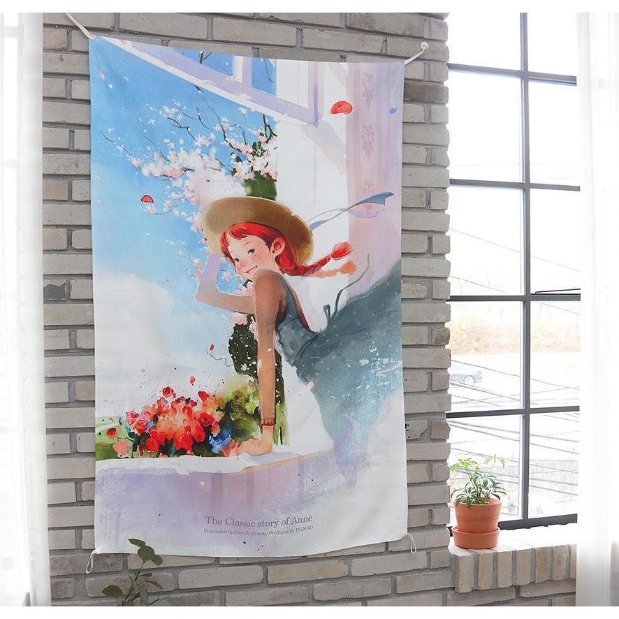 キム・ジヒョク作家の イラスト 布ポスター 赤毛のアン 窓辺