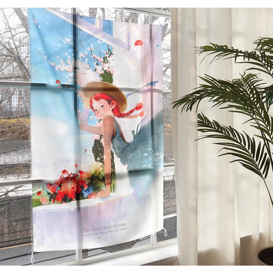 キム・ジヒョク作家の イラスト 布ポスター 赤毛のアン 窓辺