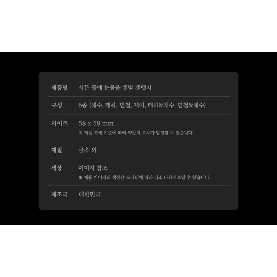 韓国 コミック グッズ『枯れた花に涙を ランダム缶バッジ（1個入り/6