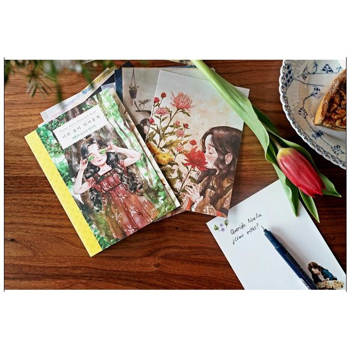 韓国のイラストポストカード エポルの森少女（森の少女） はがきブック