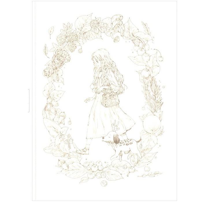 韓国 塗り絵＋水彩絵の具『森に染まる幸せな瞬間 - エポルの森ガール