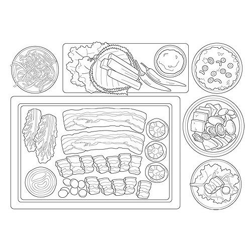 韓国のぬりえ本 スロータッチ 食卓準備 （大人の塗り絵） : にゃん