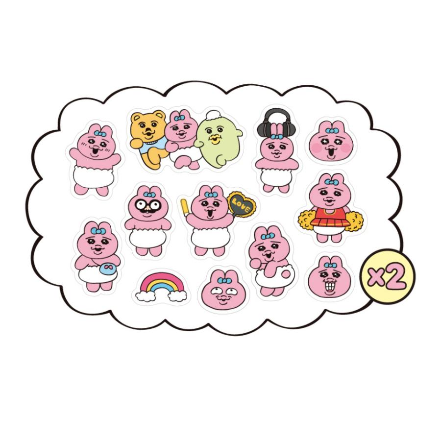 韓国 コミックグッズ『おぱんちゅうさぎ デコ用ステッカー ブルー（24