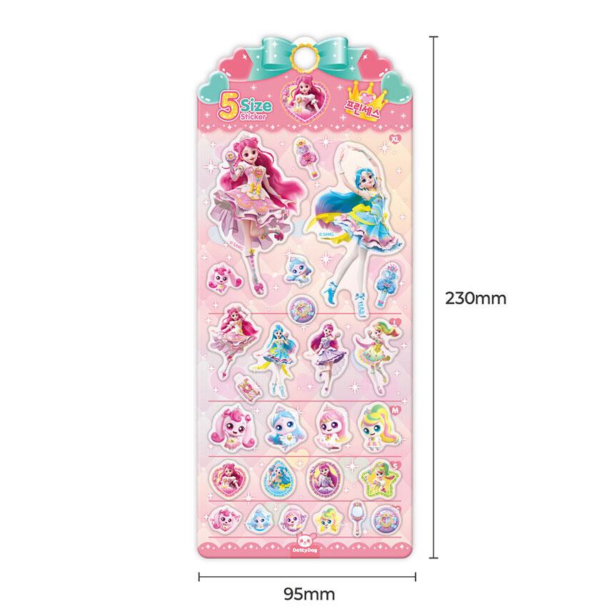 PRINCESS ステッカー ピンクと白 封筒付き 韓国 コミック グッズ『プリンセスキャッチ！ティニピン 5サイズ