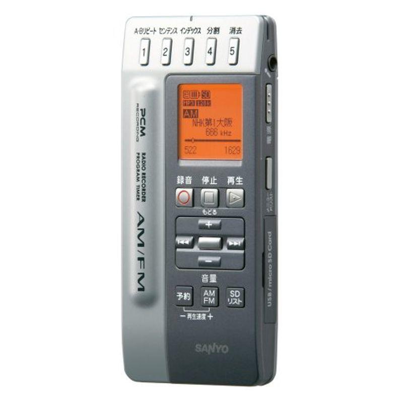 SANYO 送料無料 新品 てなグッズや ラジオ付きICレコーダー シルバー S ICR-RS110M