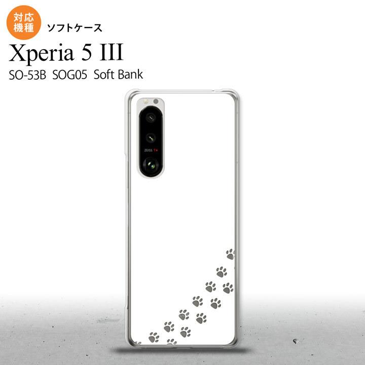 SO-53B SOG05 Xperia5III ケース ソフトケース 猫 足跡 白 クリア オススメ 人気 おしゃれ スマート シンプル nk-xp53-tp423｜nk115