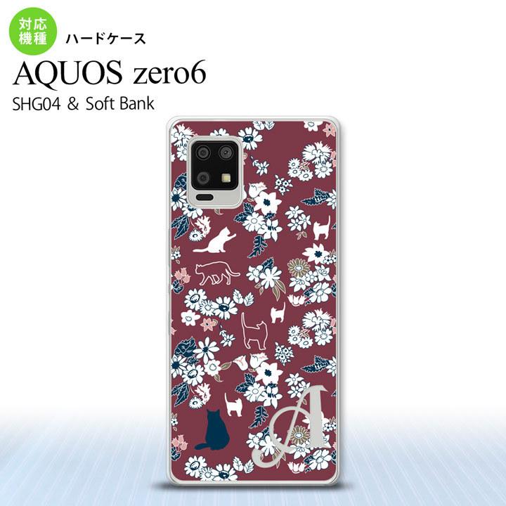 SHG04 AQUOS zero6 スマホケース ハードケース 猫 花 紫 +アルファベット  nk-zero6-1722i｜nk115