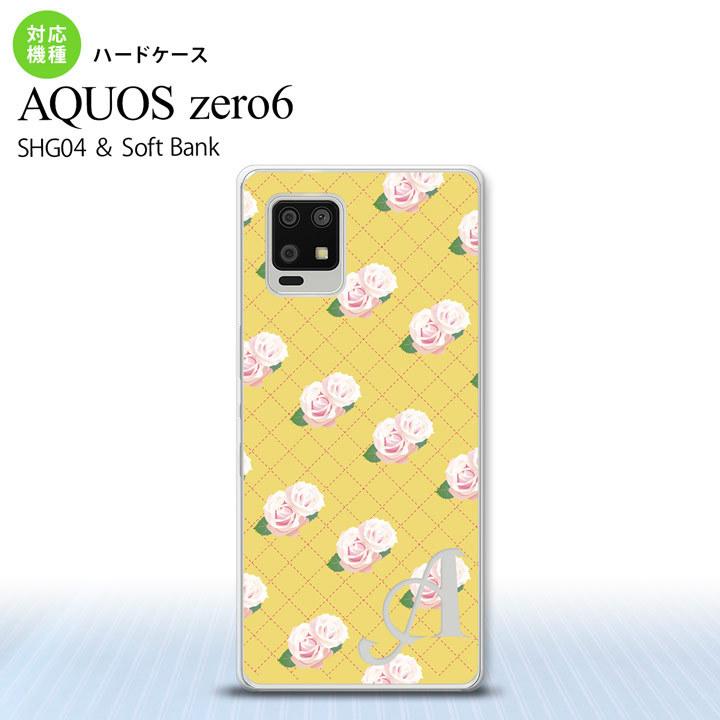 SHG04 AQUOS zero6 スマホケース ハードケース 花柄 バラ 編み 黄 +アルファベット  nk-zero6-265i｜nk115