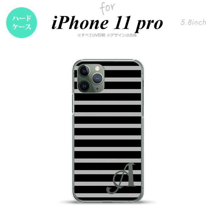 iPhone11Pro iPhone11 Pro スマホケース ハードケース ボーダー 黒 グレー +アルファベット  nk-i11p-705i｜nk117