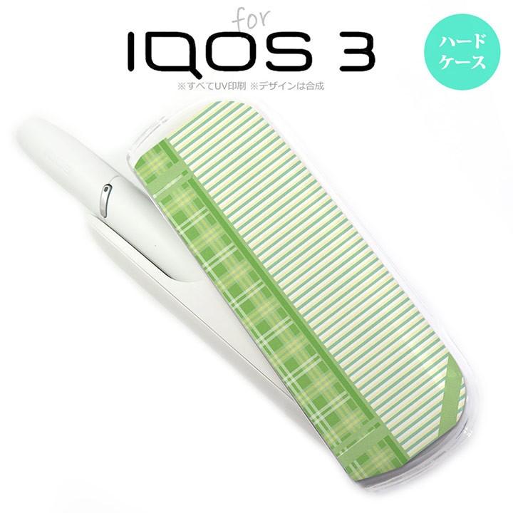 iQOS3 アイコス3 iqos3  ケース カバー ハード チェック・ボーダー 緑 nk-iqos3-1603｜nk117