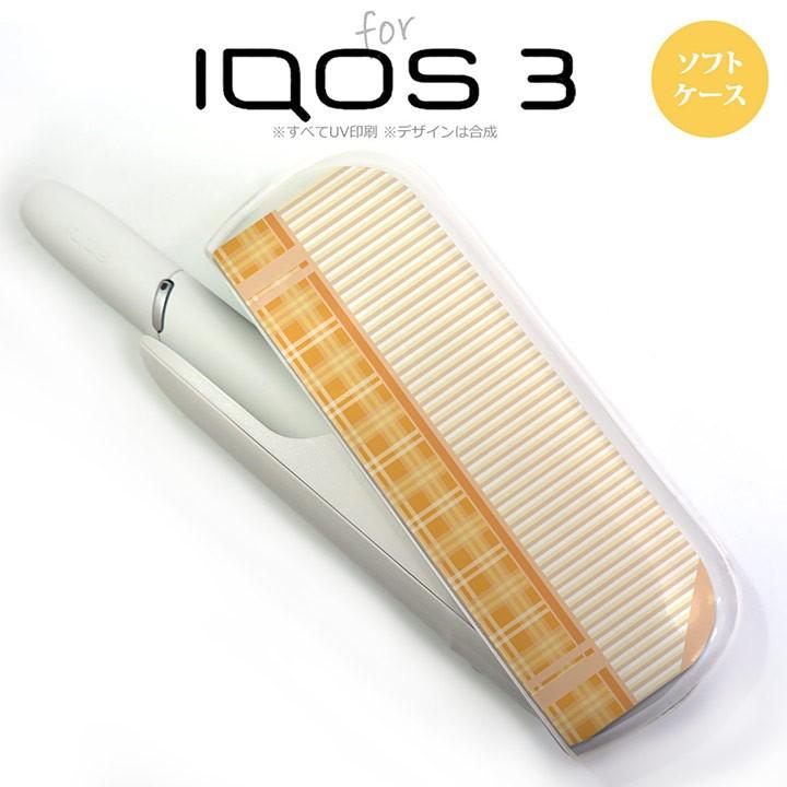 iQOS3 アイコス3 iqos3  ケース カバー ソフト チェック・ボーダー オレンジ nk-iqos3-tp1602｜nk117