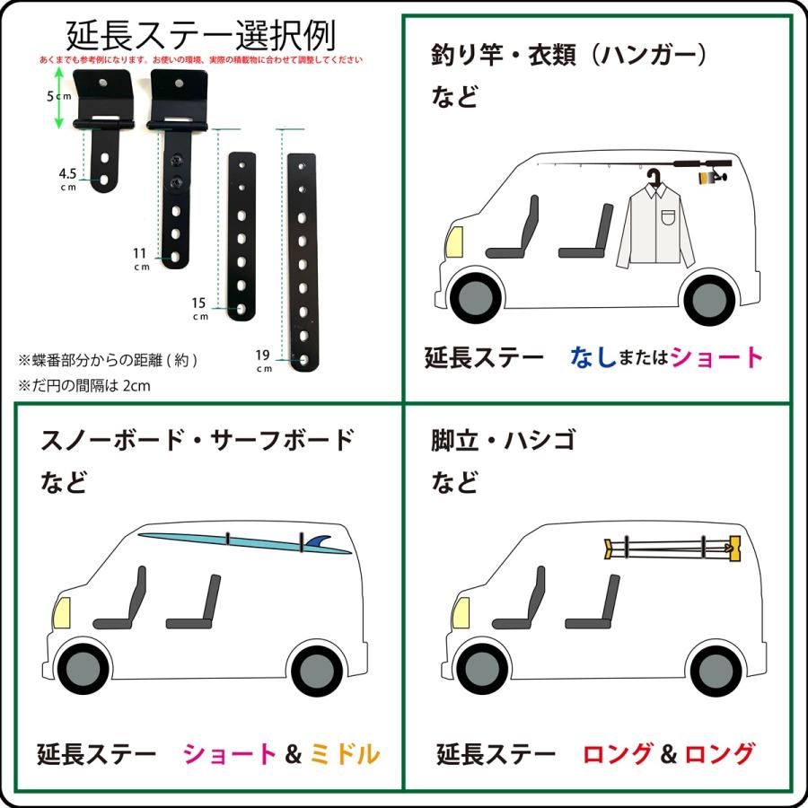 サクシード [NKC] プロボックス 車内キャリア2本セット 延長ステー