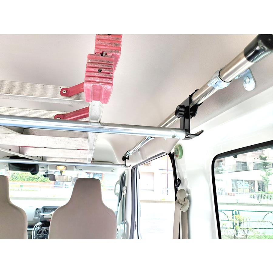 NAMINORIKOZOU エブリイDA17V・W サイドバー&高低ワンタッチバー2本セット 軽バン専用 高さ調整かんたん 車内キャリア ロッドホルダー 脚立 サーフボード