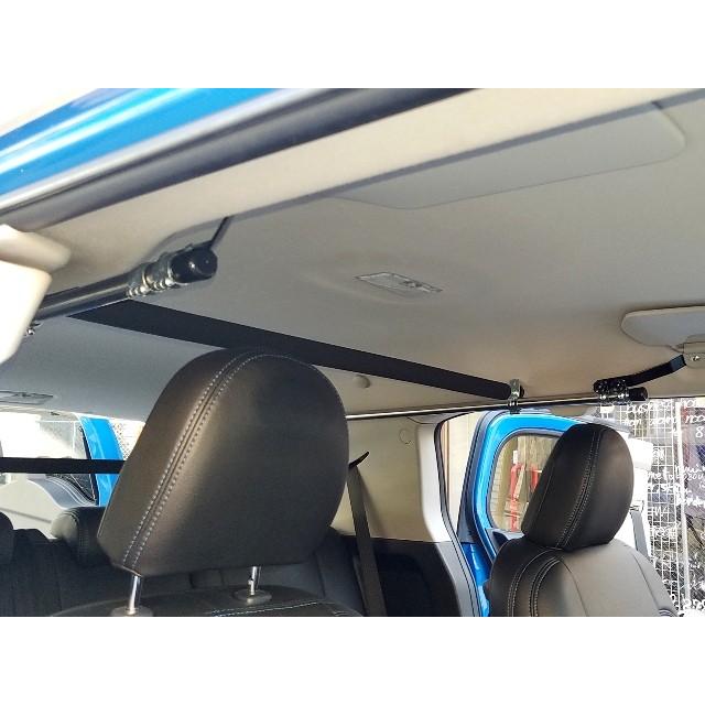 FJクルーザー 左右サイドバー&スライドバー2本セット ハイグレードパッド くの字延長ステー付 サーフボード スノボ ラック インテリアバー ロッドホルダー 