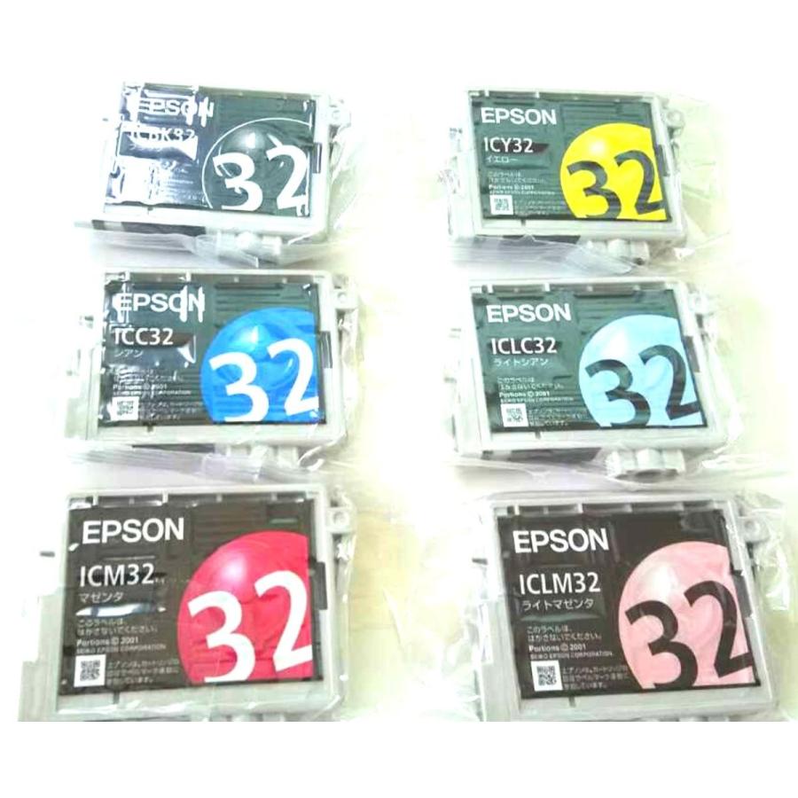 IC6CL32 エプソン 純正 6色組 EPSON インクカートリッジ 箱なし プリンターインク IC32 PM-A850 A870 A890 D750 D770 D800 G700