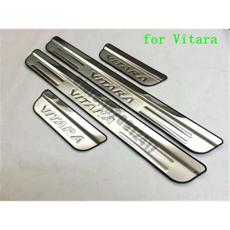 スズキ 4ピース セットステンレス鋼 ドアシルスカッフプレートプレート vitara 2015 2016 2017から2020 カー