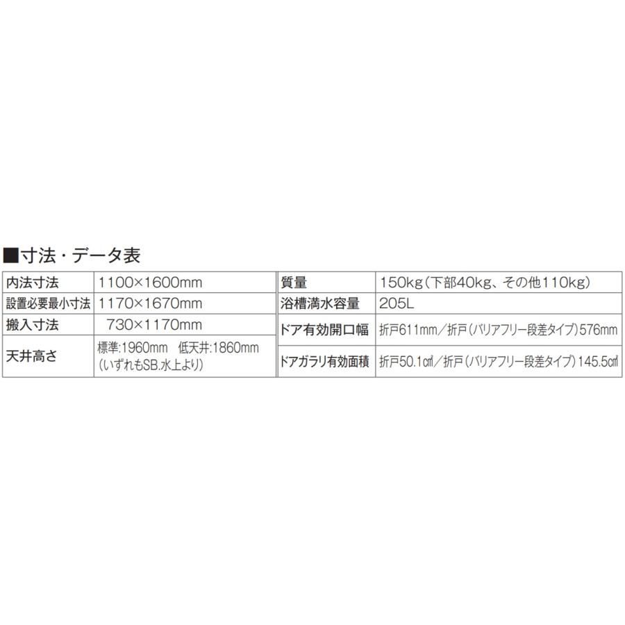 ハウステック　ユニットバス　 NJB 1116　サイズ　 基本仕様　(オプション選択可能)　マンション・アパート・ホテル新築/リフォーム用｜nksougouhanbai｜06