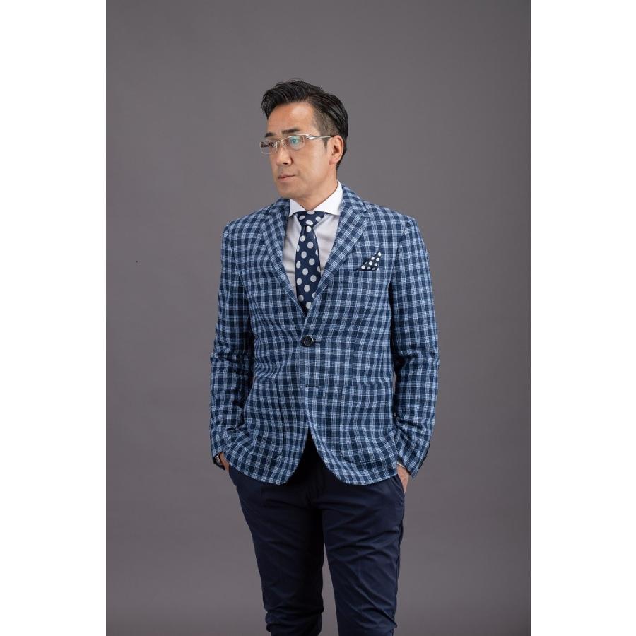 秋冬メンズシングルジャケットチェック（青色）/S/M/L/XL : NKT ARROWS