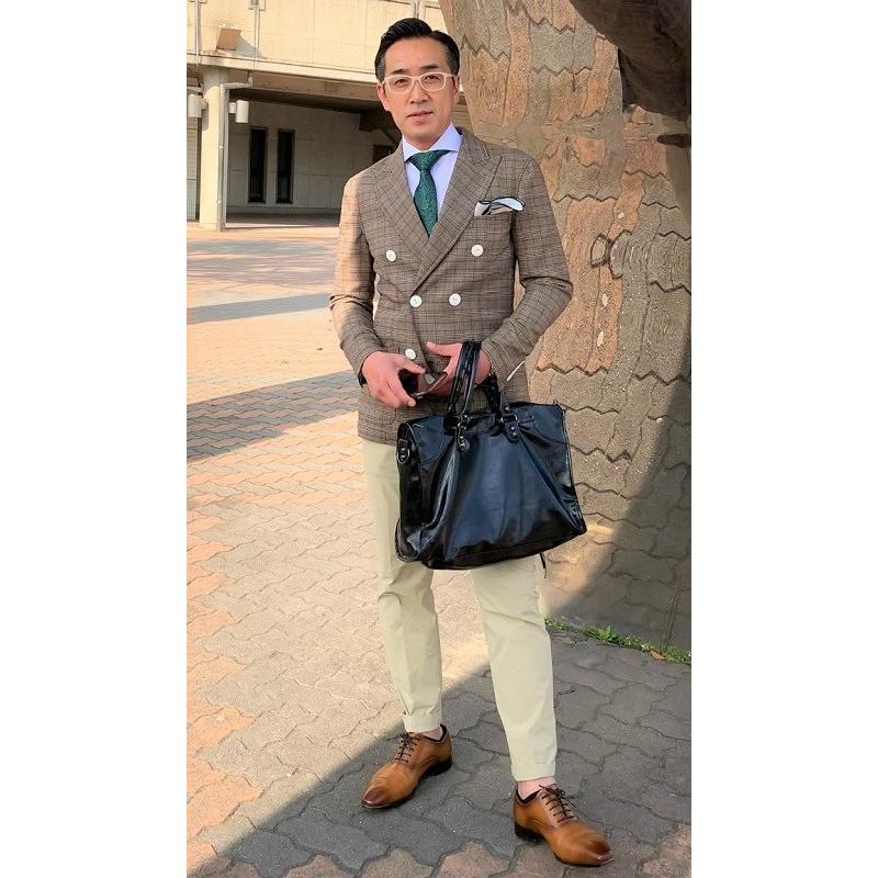 メンズ春夏ダブルジャケット ブラウンチェック 40代 50代 初秋 メンズ春夏ダブルジャケット ブラウンチェック 40代 50代 初秋