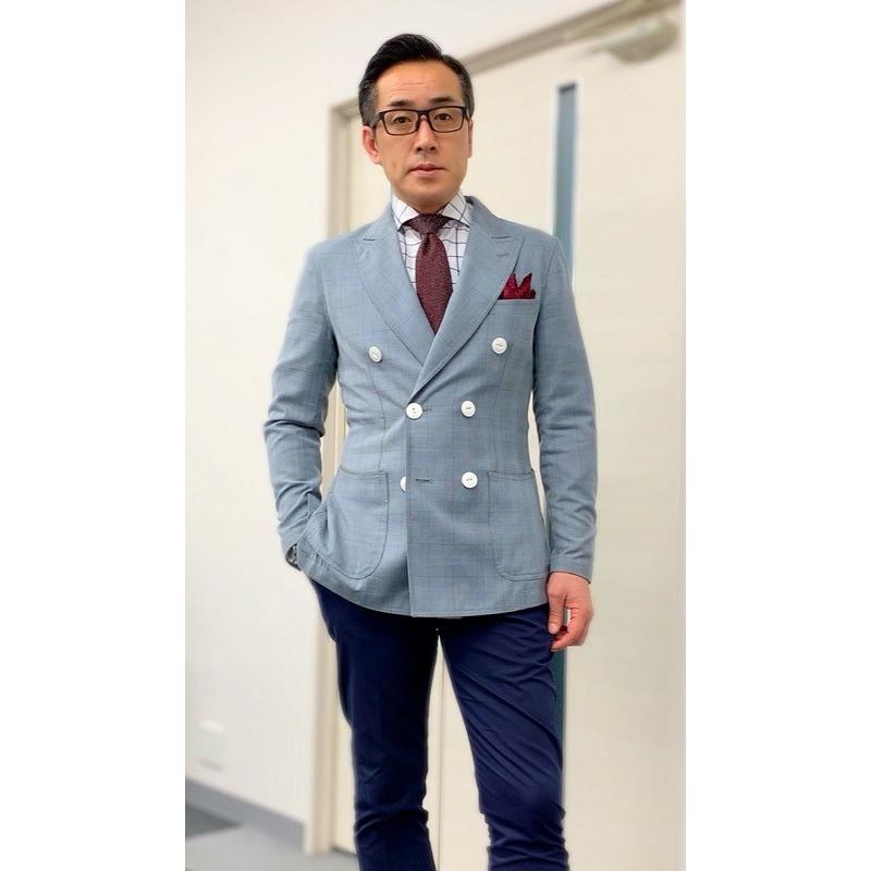 メンズ春夏ダブルジャケット グレー グレンチェック 40代 50代 メンズ春夏ダブルジャケット グレー グレンチェック 40代 50代
