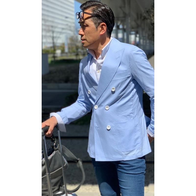メンズ春夏ダブルジャケット アイスブルー シワ加工 カジュアル ビジネス タイト テーラード 紳士 Jacket Ja Dbsbfb01 Nkt Arrows 通販 Yahoo ショッピング