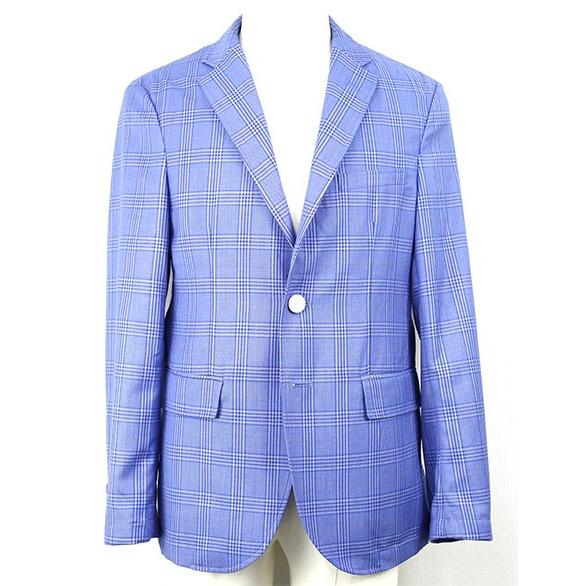 【新品未使用タグ付】タータンチェックジャケット ブルー メンズ春夏シングルジャケット ブルー タータンチェック 40代 50代