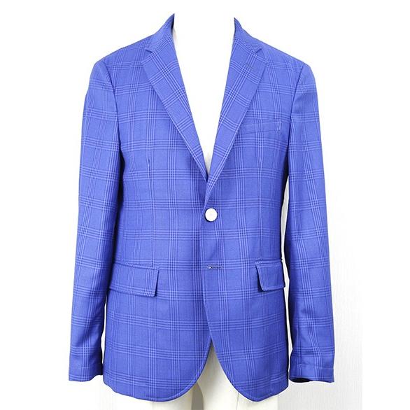 【新品未使用タグ付】タータンチェックジャケット ブルー メンズ春夏シングルジャケット シンフォニーブルー タータンチェック