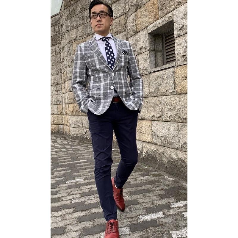 メンズ春夏シングルジャケット グレー 翁格子 40代 50代 : NKT ARROWS