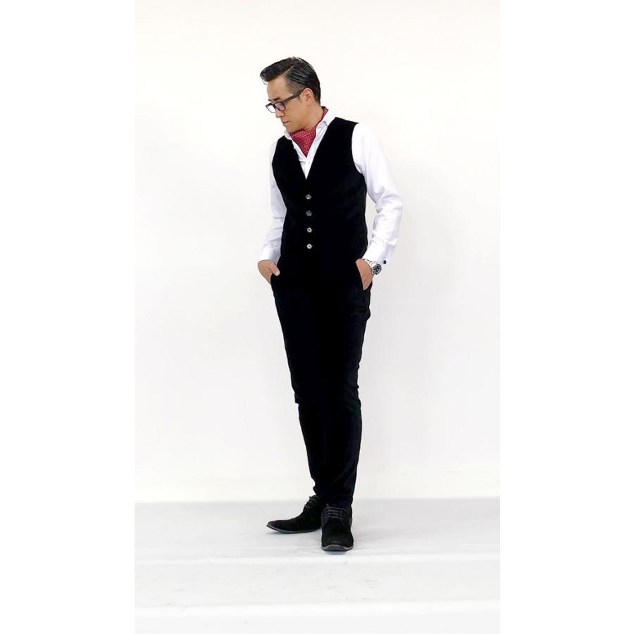 ブラックベロア秋冬スリーピーススーツ ビジネスから結婚式まで/40代50