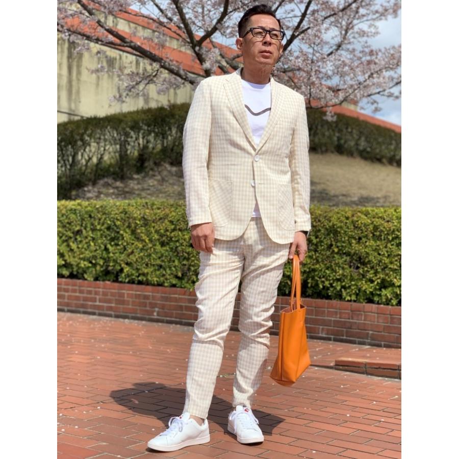 春夏シングルジャケットセットアップ ニューベージュチェック : NKT