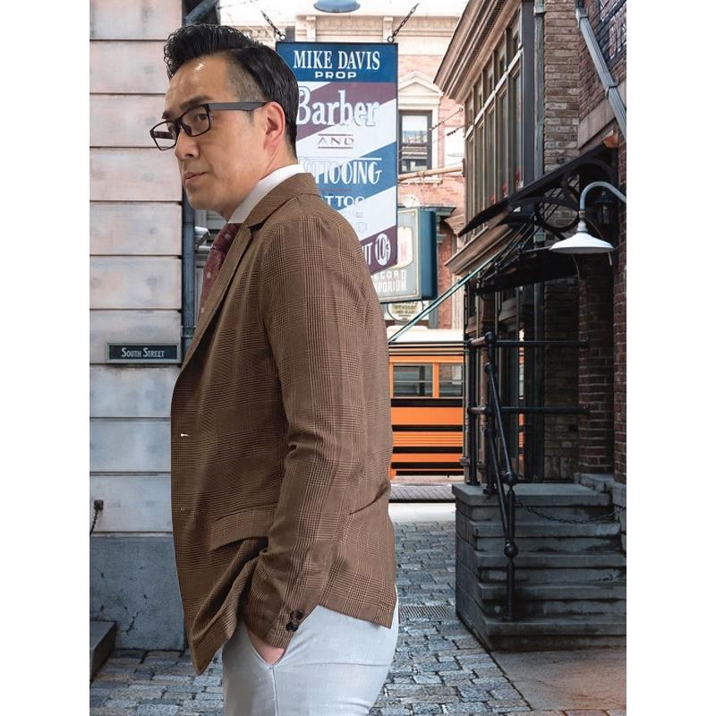グレンチェックジャケット　ブラウン ジャケット&パンツ チェックジャケット(44 ブラウン系): メンズ｜メーカーズシャツ鎌倉