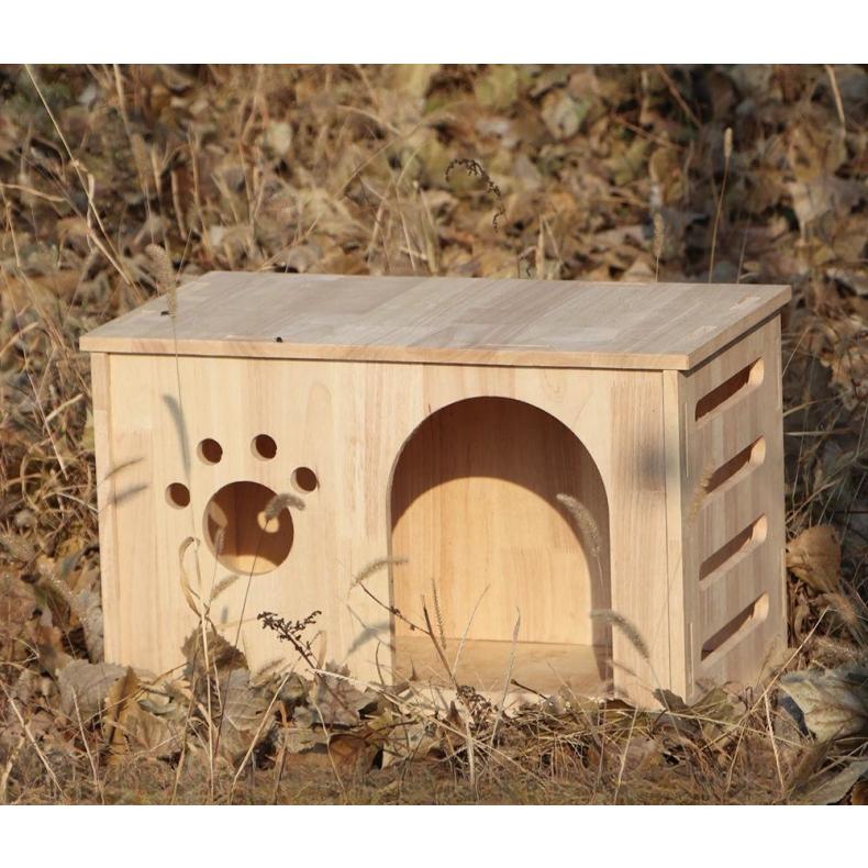 猫ハウス キャットハウス 猫箱 猫ベッド ネコ 組み立て式 松木 通気