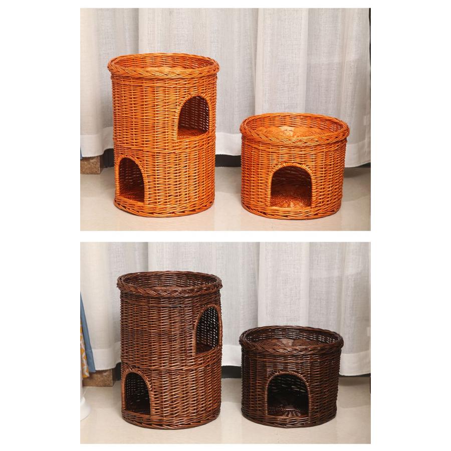 キャットハウス 多層猫ちぐら 天然柳製 2段 蓆やマットなし 猫用ベッド