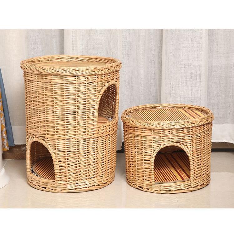 キャットハウス 多層猫ちぐら 天然柳製 2段 蓆やマットなし 猫用ベッド