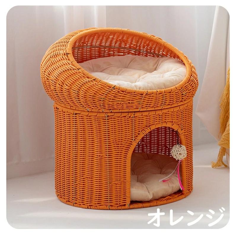 ペットベッド 2段 ペットハウス PP素材 猫 犬 猫ちぐら 手編み 洗える