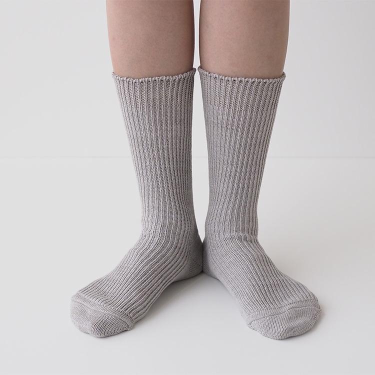 ≪メール便対応≫ローゲージ1×1リブ編みソックス　 M22-25cm（きなり、グレーBali彩土染）　メイド・イン・アース | メイド・イン・アース | 06