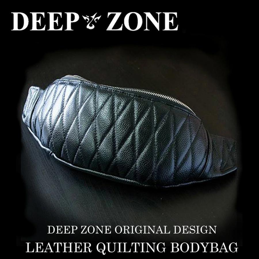 ボディバッグ 【送料無料】 ウエストバッグ DEEP ZONE 本革 レザー キルティング加工 牛革 斜め掛け 彼氏 父親 プレゼント ギフト メンズ 男性  誕生日 | ブランド登録なし | 01