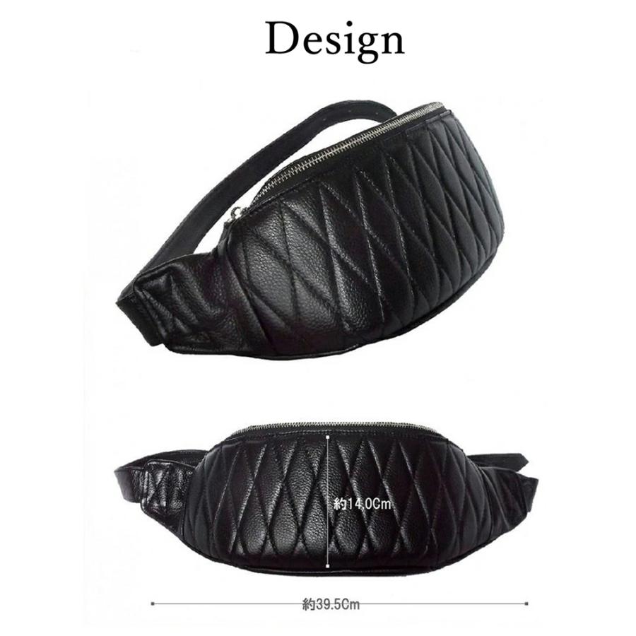 ボディバッグ 【送料無料】 ウエストバッグ DEEP ZONE 本革 レザー キルティング加工 牛革 斜め掛け 彼氏 父親 プレゼント ギフト メンズ 男性  誕生日 | ブランド登録なし | 07
