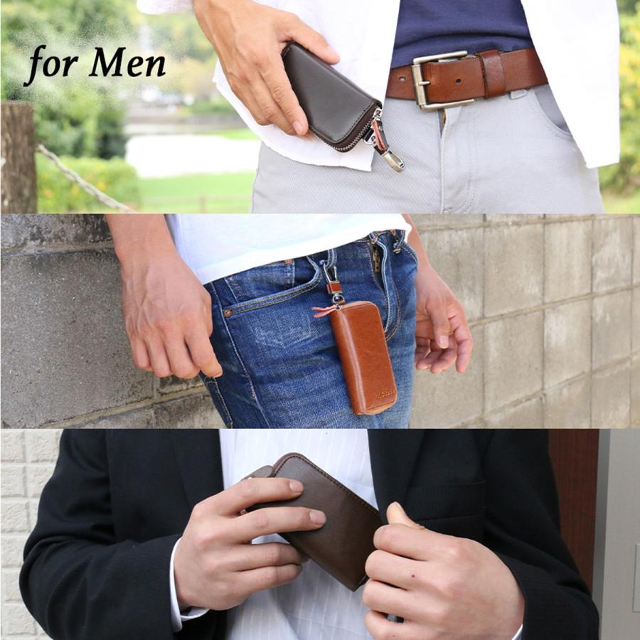 キーケース 【 名入れ 無料】 スマートキーケース 19色 メンズ レディース 牛革 ファスナー 大容量 ギフト 誕生日 送別 就職祝 革婚式 結婚祝 内祝 クリスマス | ブランド登録なし | 24